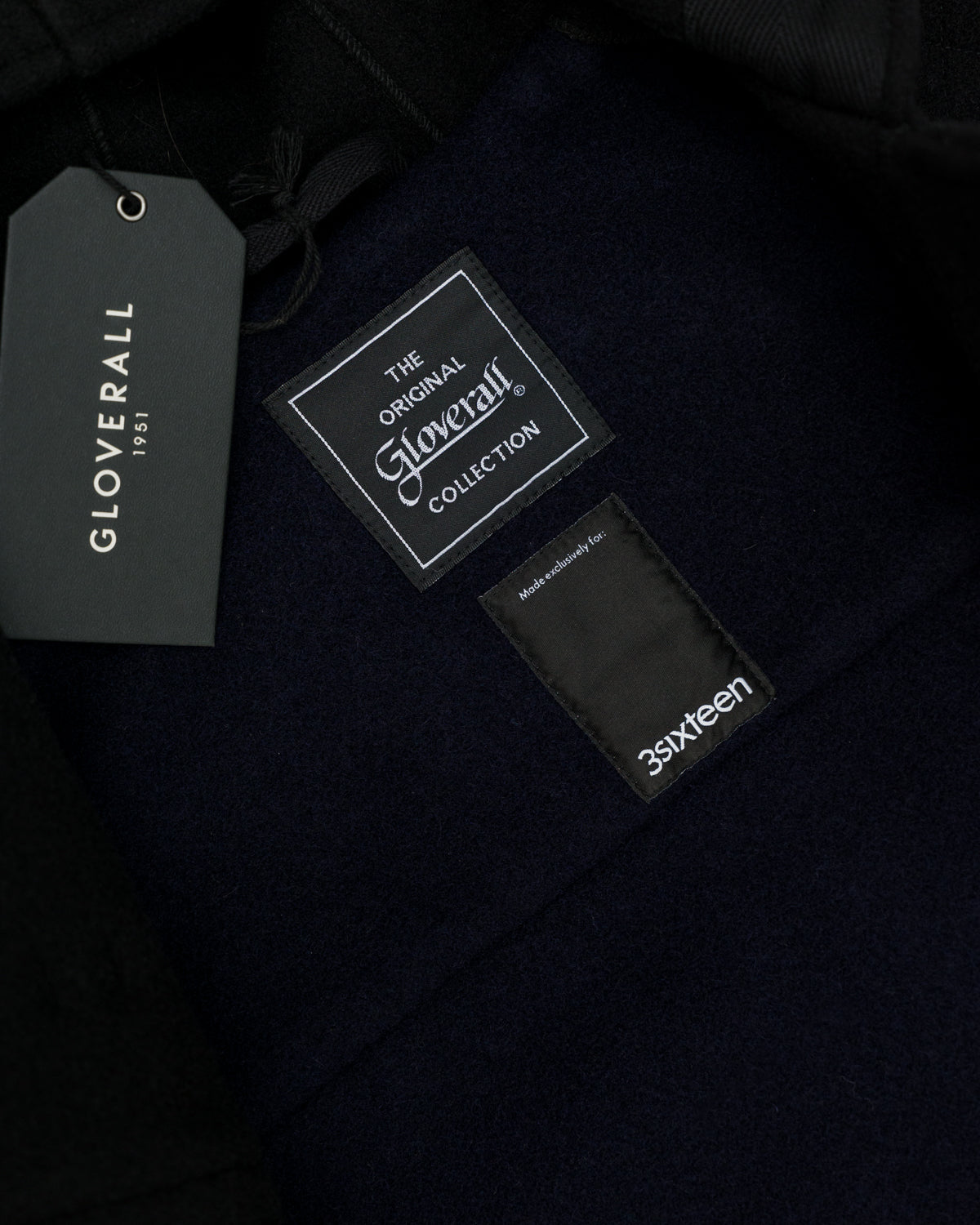 Gloverall x 3Sixteen - Quilted Contrast Monty Coat - Black