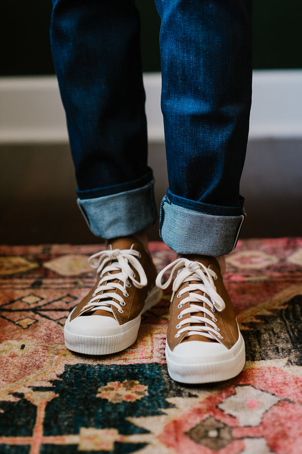 IHSN-01-BRN - 17oz Cotton Duck Low-Top Sneakers - Brown