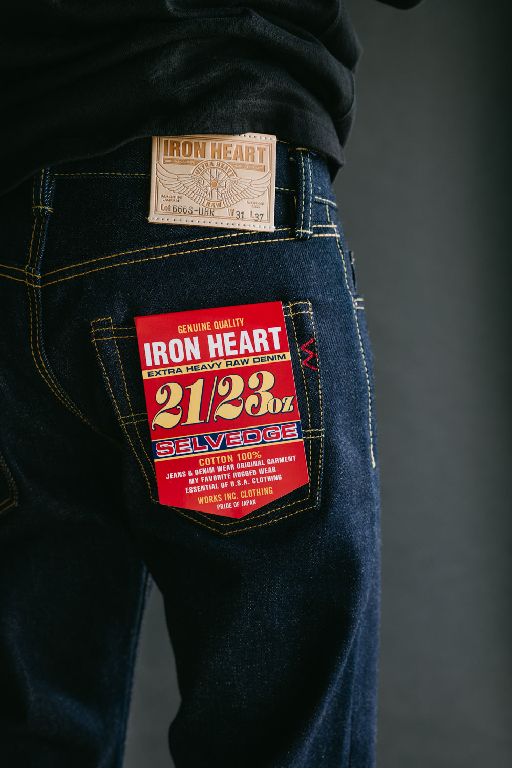 IH-666S-UHR - 21/23oz Ultra Heavy Raw Selvedge Denim Slim Straight Cut Jeans - Indigo