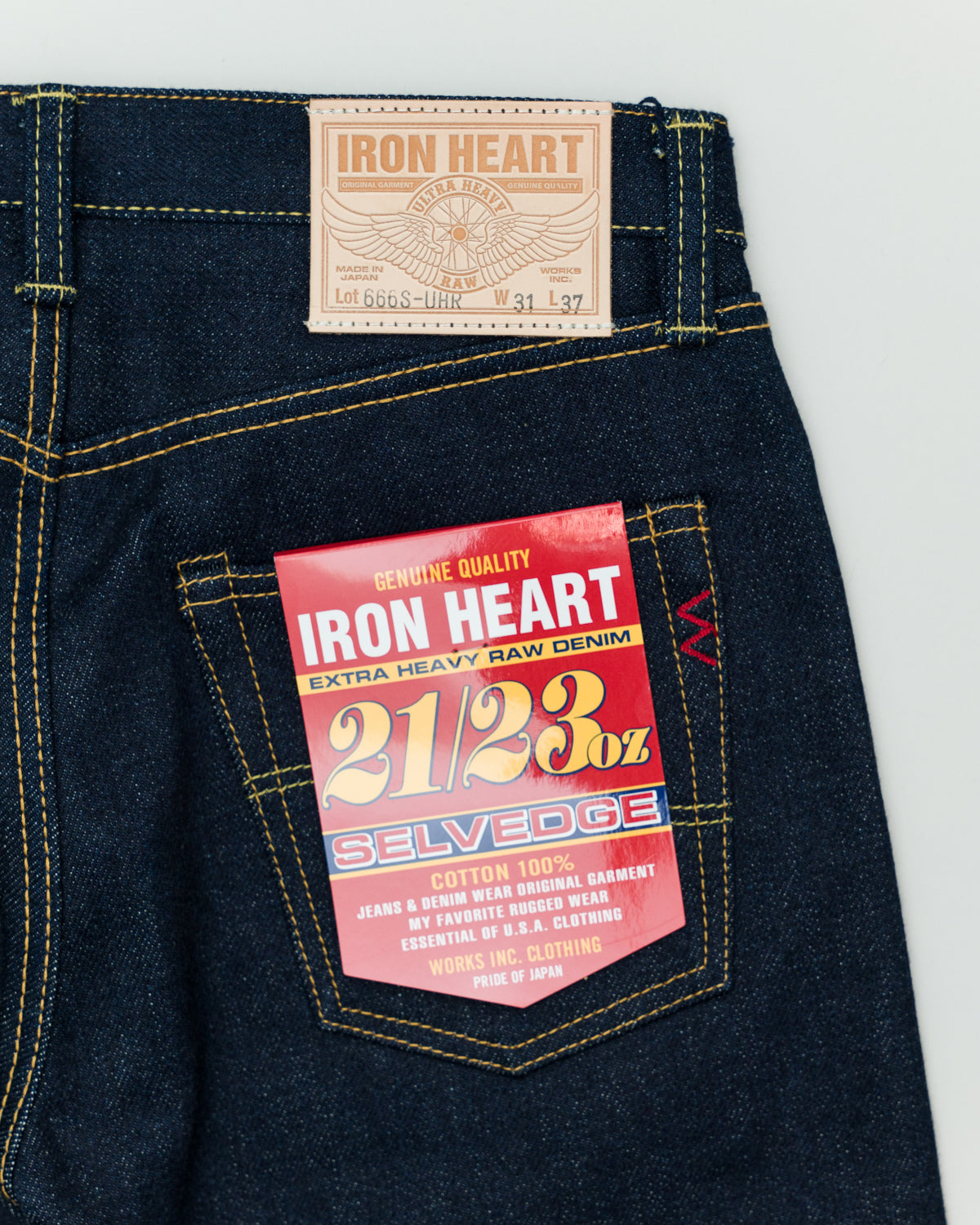 IH-666S-UHR - 21/23oz Ultra Heavy Raw Selvedge Denim Slim Straight Cut Jeans - Indigo