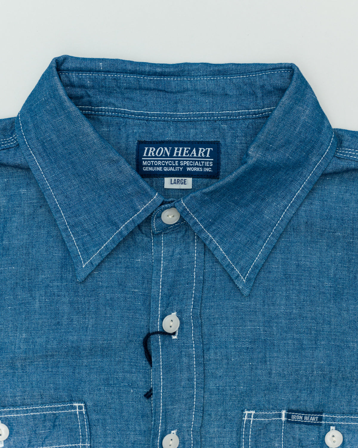 IHSH-222-IND - 5oz Selvedge Cotton Linen Chambray Work Shirt - Indigo