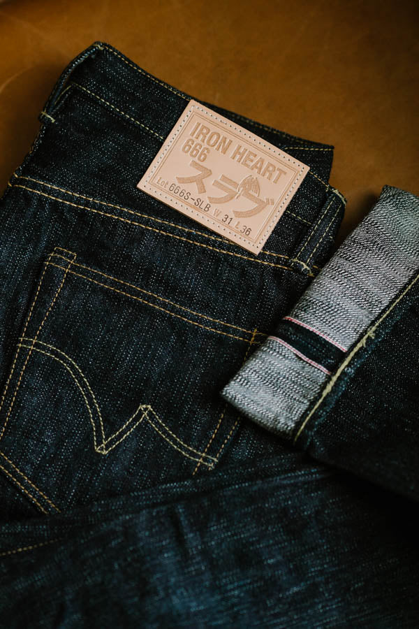 IH-666S-SLB - 16oz Slubby Selvedge Denim Slim Straight Cut Jeans - Indigo