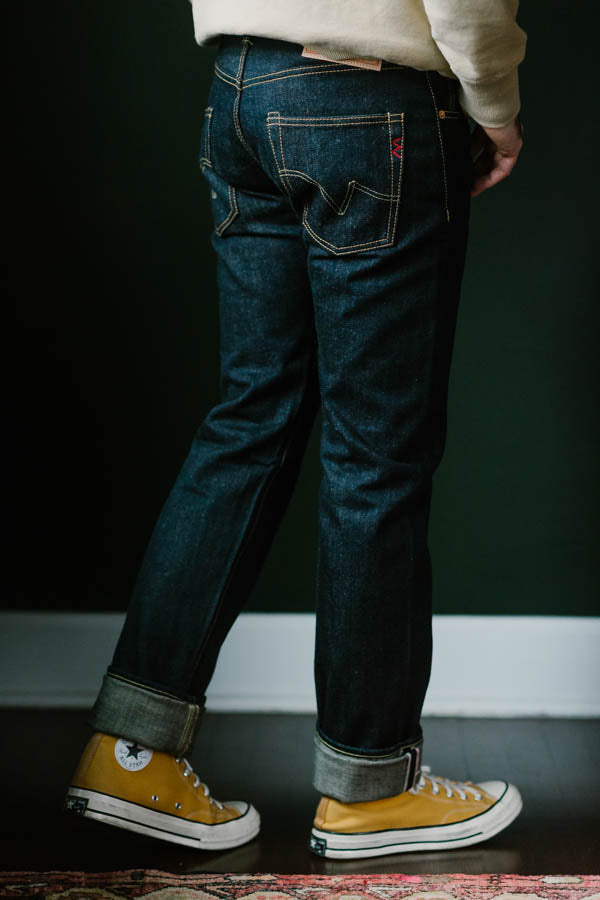 IH-777N - 17oz Selvedge Denim Slim Tapered Cut Jeans - Natural Indigo