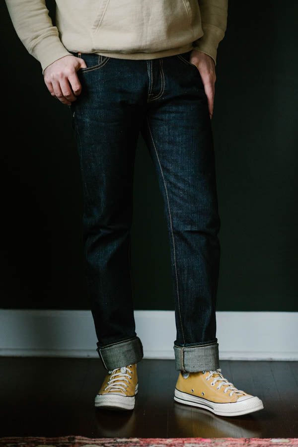 IH-777N - 17oz Selvedge Denim Slim Tapered Cut Jeans - Natural Indigo