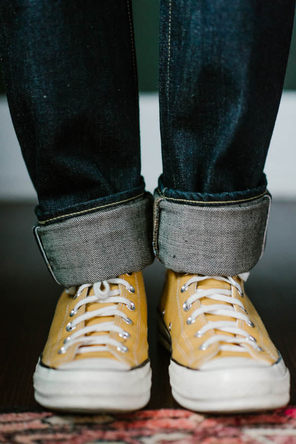 IH-777N - 17oz Selvedge Denim Slim Tapered Cut Jeans - Natural Indigo