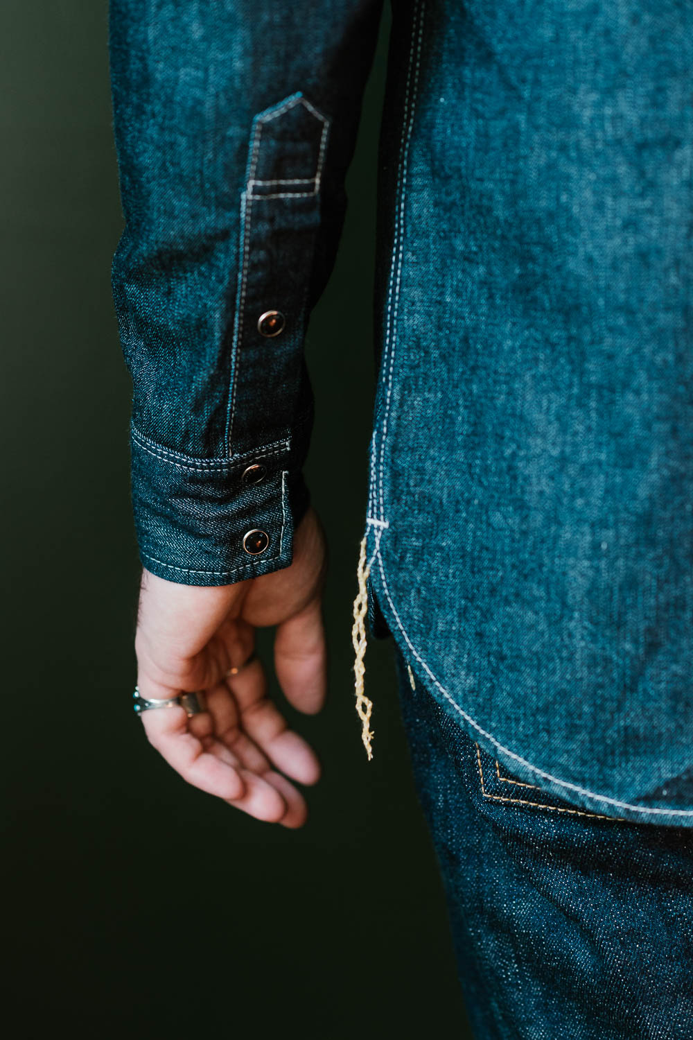 IHSH-320-IND - 10oz Selvedge Denim Western Shirt - Indigo