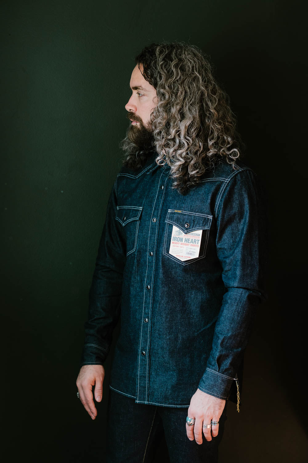 IHSH-320-IND - 10oz Selvedge Denim Western Shirt - Indigo