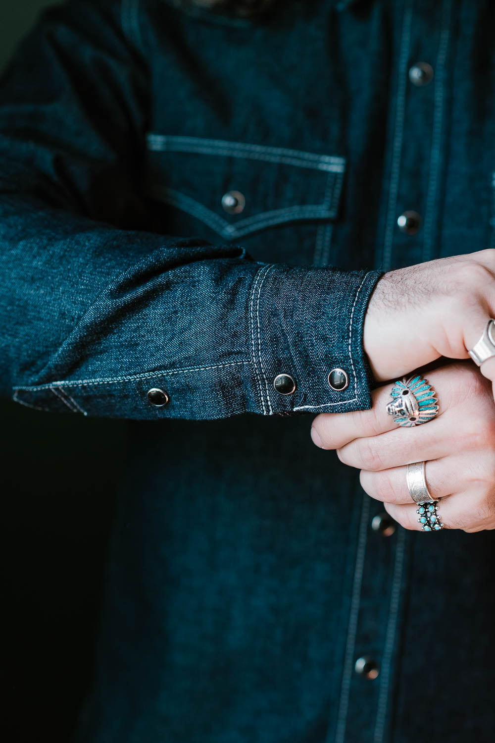 IHSH-320-IND - 10oz Selvedge Denim Western Shirt - Indigo