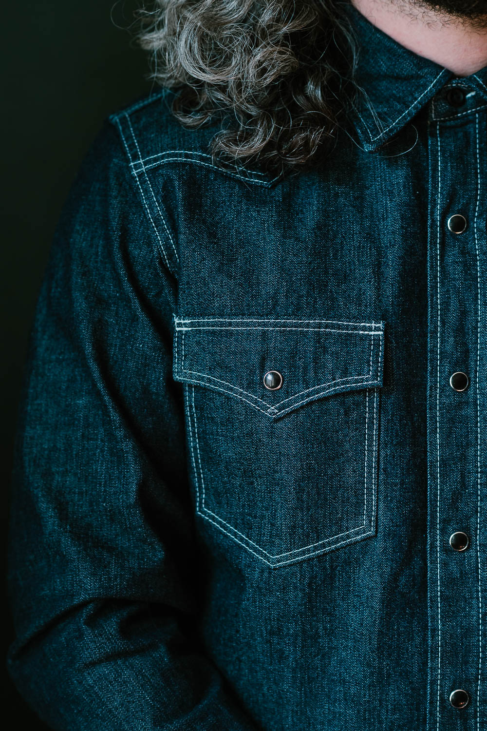 IHSH-320-IND - 10oz Selvedge Denim Western Shirt - Indigo