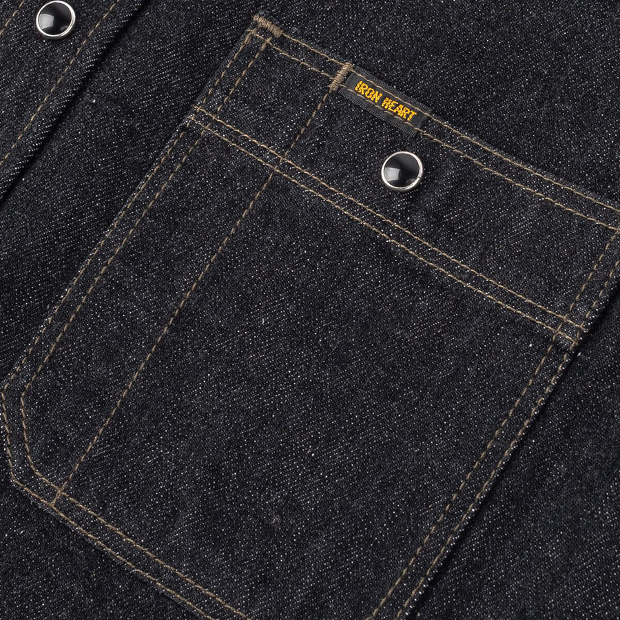 IHSH-326-BLK - 12oz Selvedge Denim Work Shirt With Snaps - Black