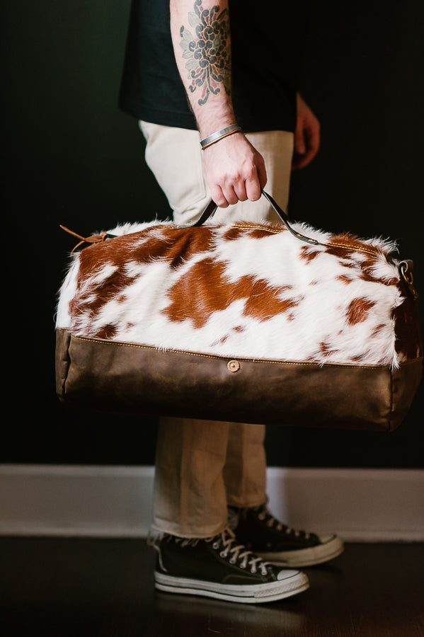 Cowhide Rug Duffel - Brown/White Special Edition