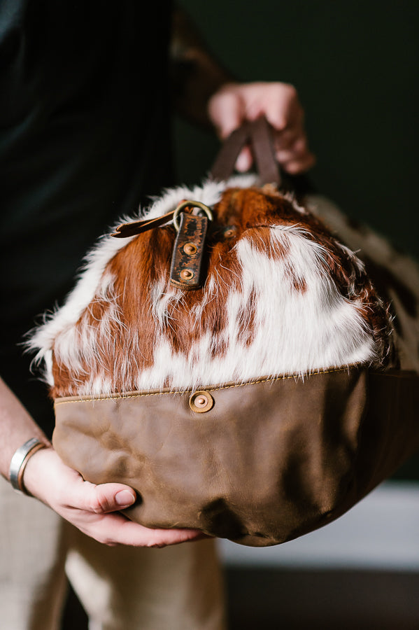 Cowhide Rug Duffel - Brown/White Special Edition