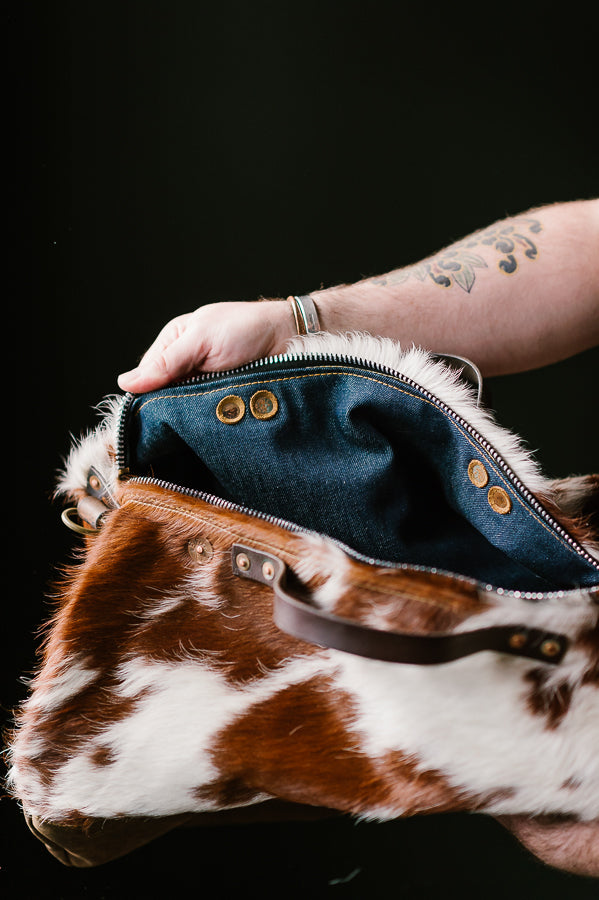 Cowhide Rug Duffel - Brown/White Special Edition