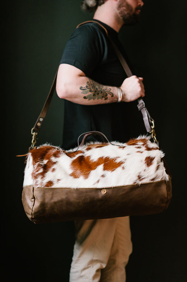 Cowhide Rug Duffel - Brown/White Special Edition