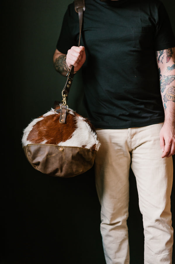 Cowhide Rug Duffel - Brown/White Special Edition