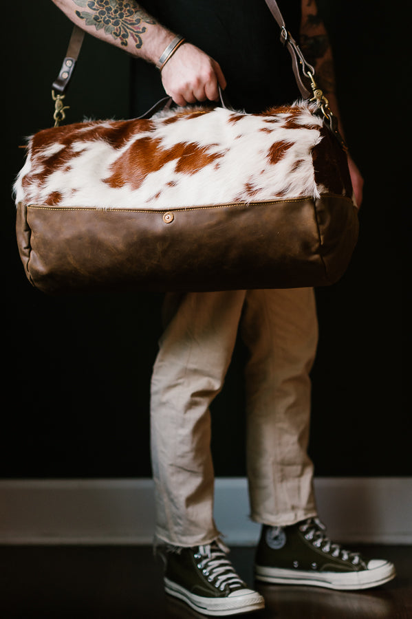 Cowhide Rug Duffel - Brown/White Special Edition