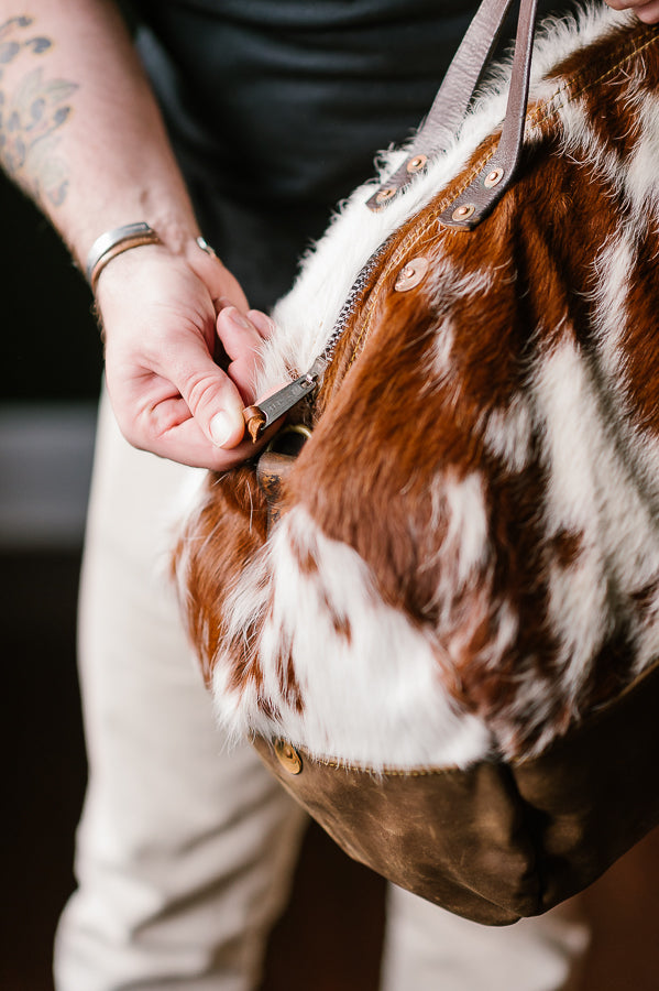 Cowhide Rug Duffel - Brown/White Special Edition