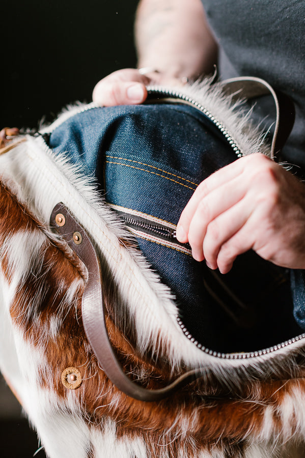 Cowhide Rug Messenger - Brown/White Deadstock