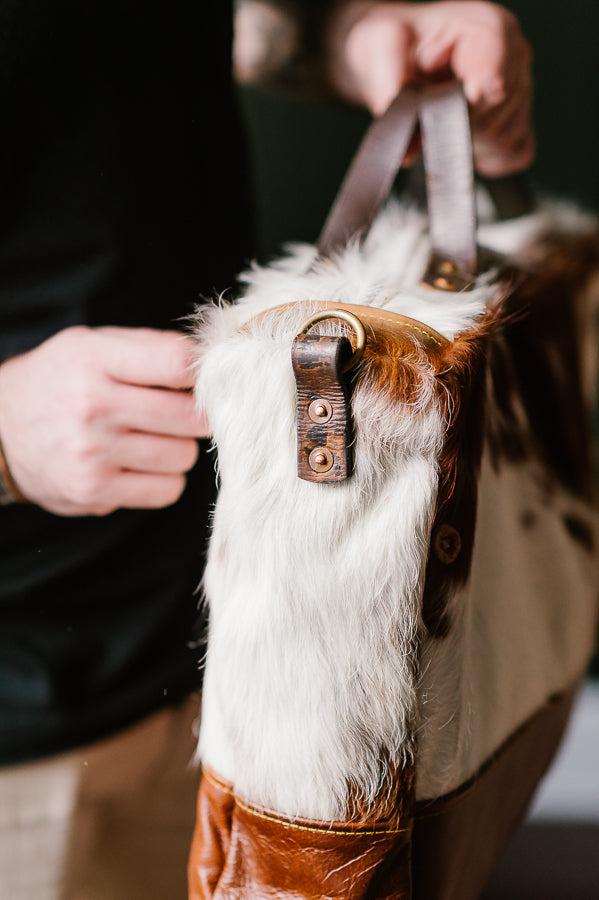 Cowhide Rug Messenger - Brown/White Deadstock