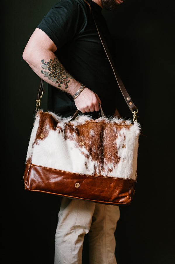 Cowhide Rug Messenger - Brown/White Deadstock