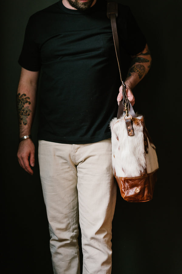 Cowhide Rug Messenger - Brown/White Deadstock