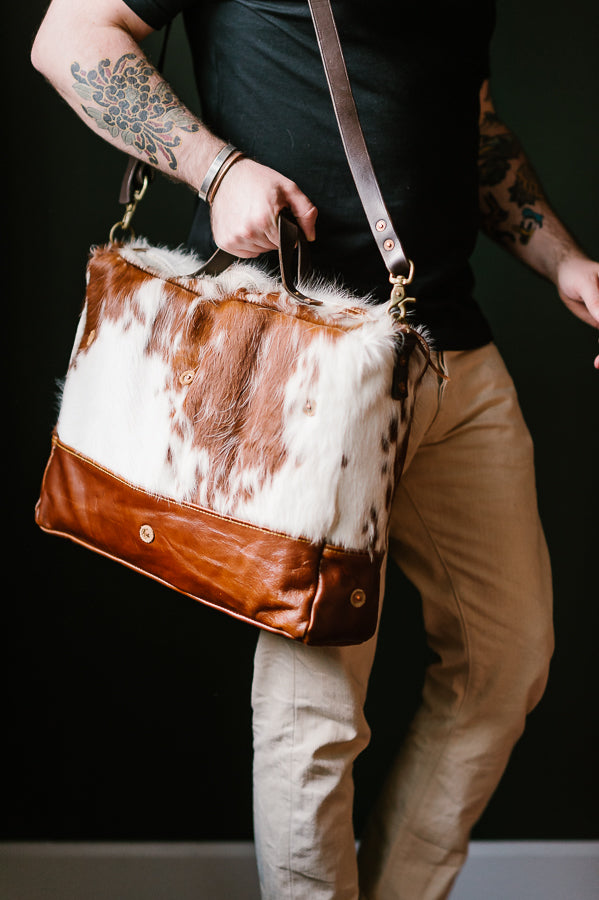 Cowhide Rug Messenger - Brown/White Deadstock