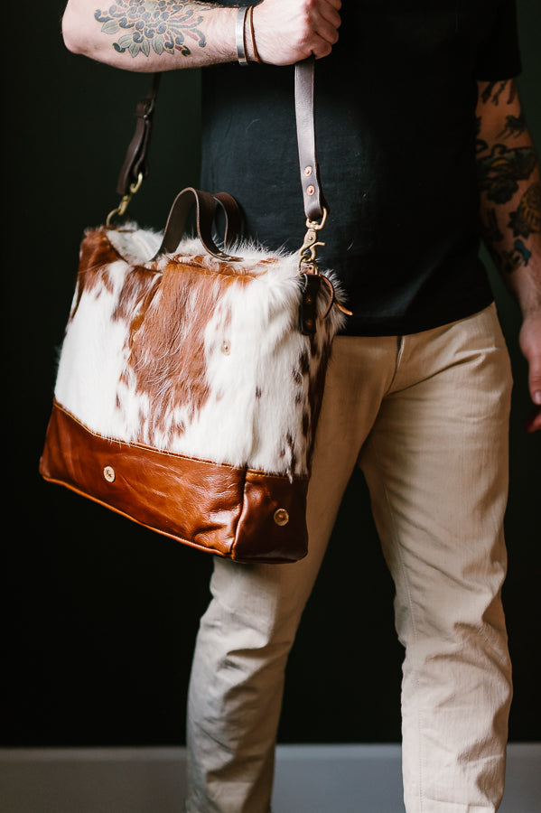 Cowhide Rug Messenger - Brown/White Deadstock