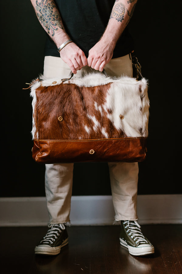 Cowhide Rug Messenger - Brown/White Deadstock