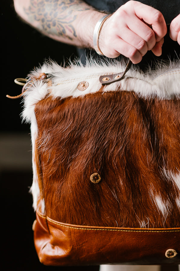 Cowhide Rug Messenger - Brown/White Deadstock