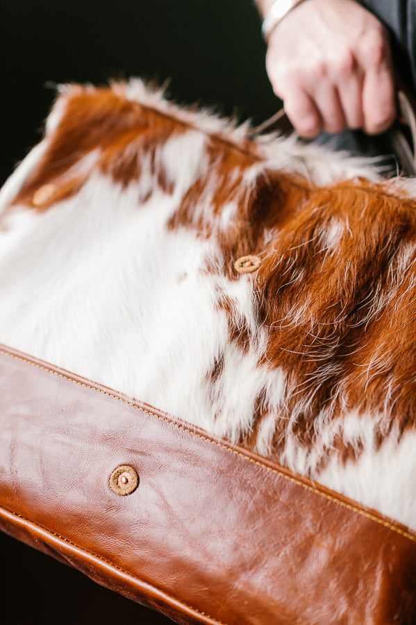 Cowhide Rug Messenger - Brown/White Deadstock