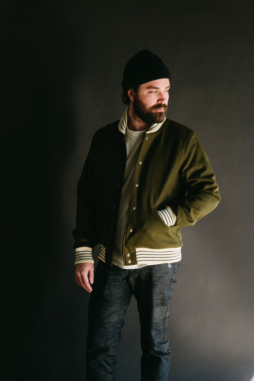 James Dant x Dehen - Club Jacket - Loden, Cream