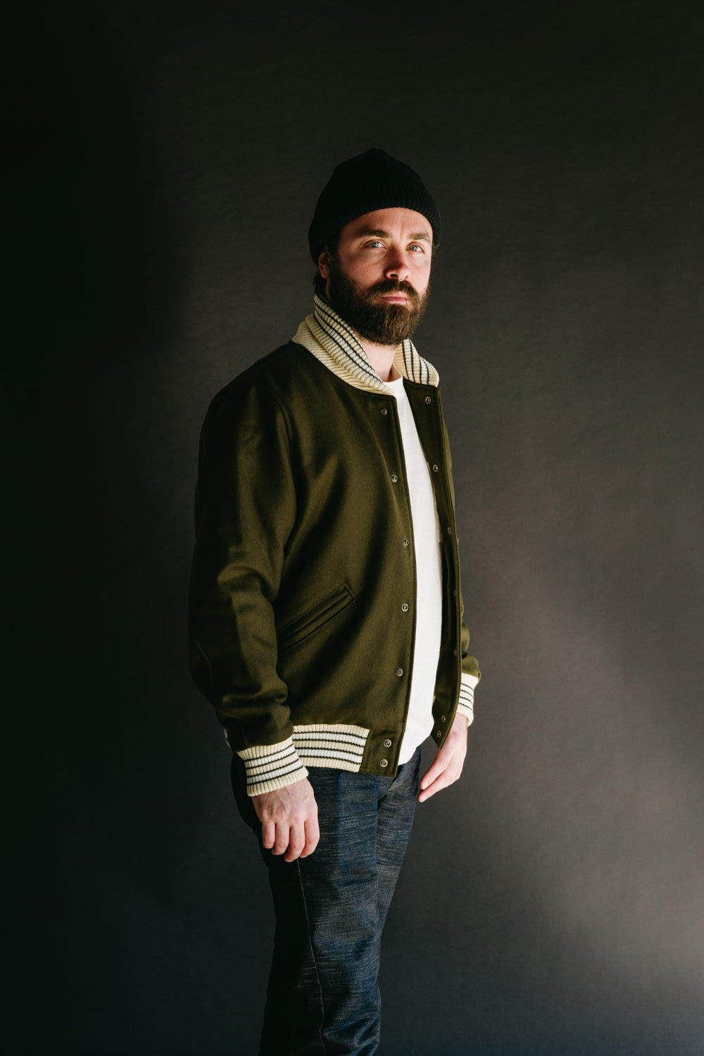 James Dant x Dehen - Club Jacket - Loden, Cream