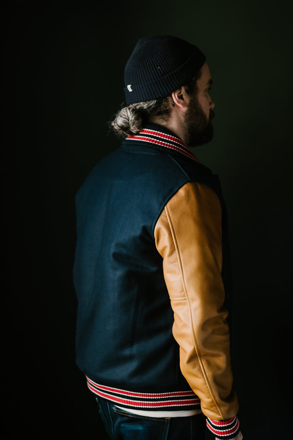 James Dant x Dehen - Varsity Jacket - Deep Navy, Rust