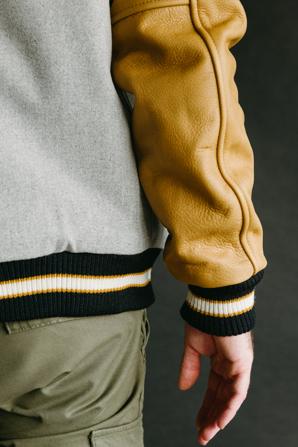 James Dant x Dehen - Varsity Jacket - Oxford Grey, Rust, Black