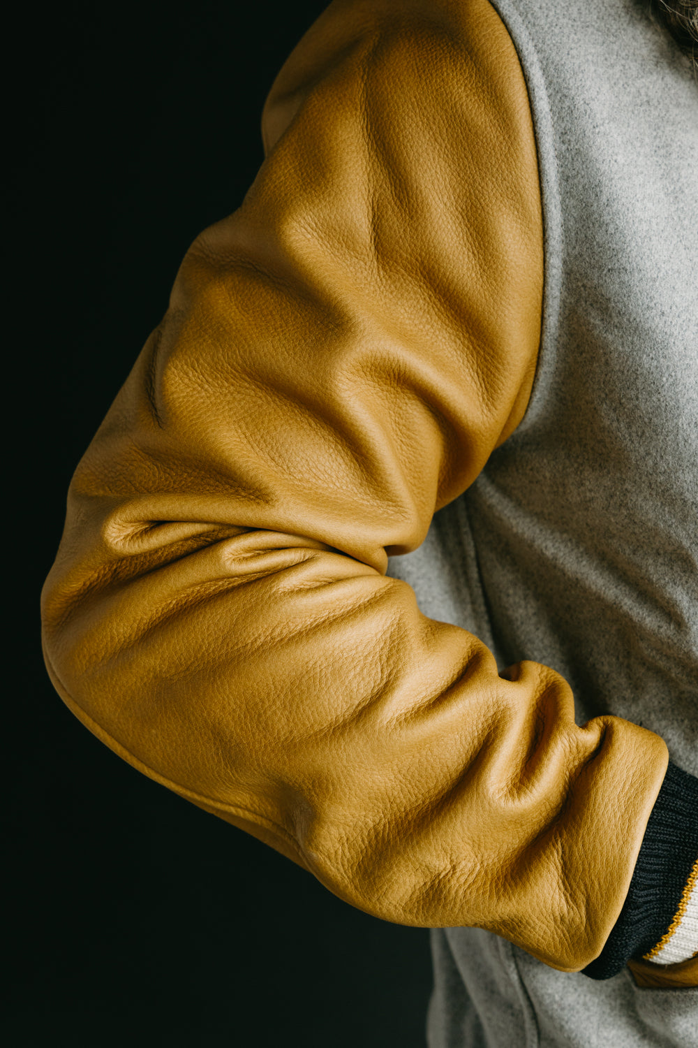 James Dant x Dehen - Varsity Jacket - Oxford Grey, Rust, Black