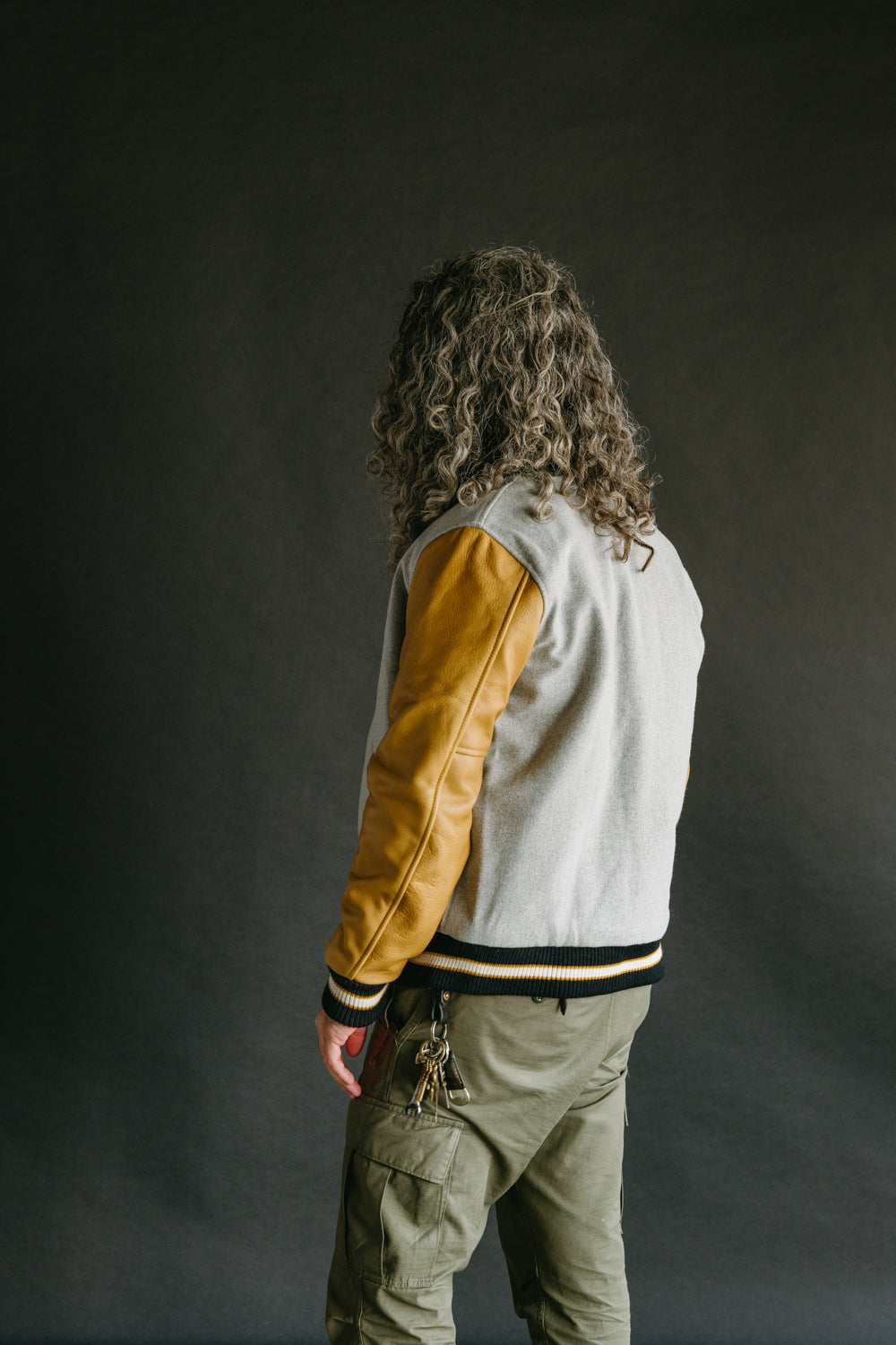 James Dant x Dehen - Varsity Jacket - Oxford Grey, Rust, Black