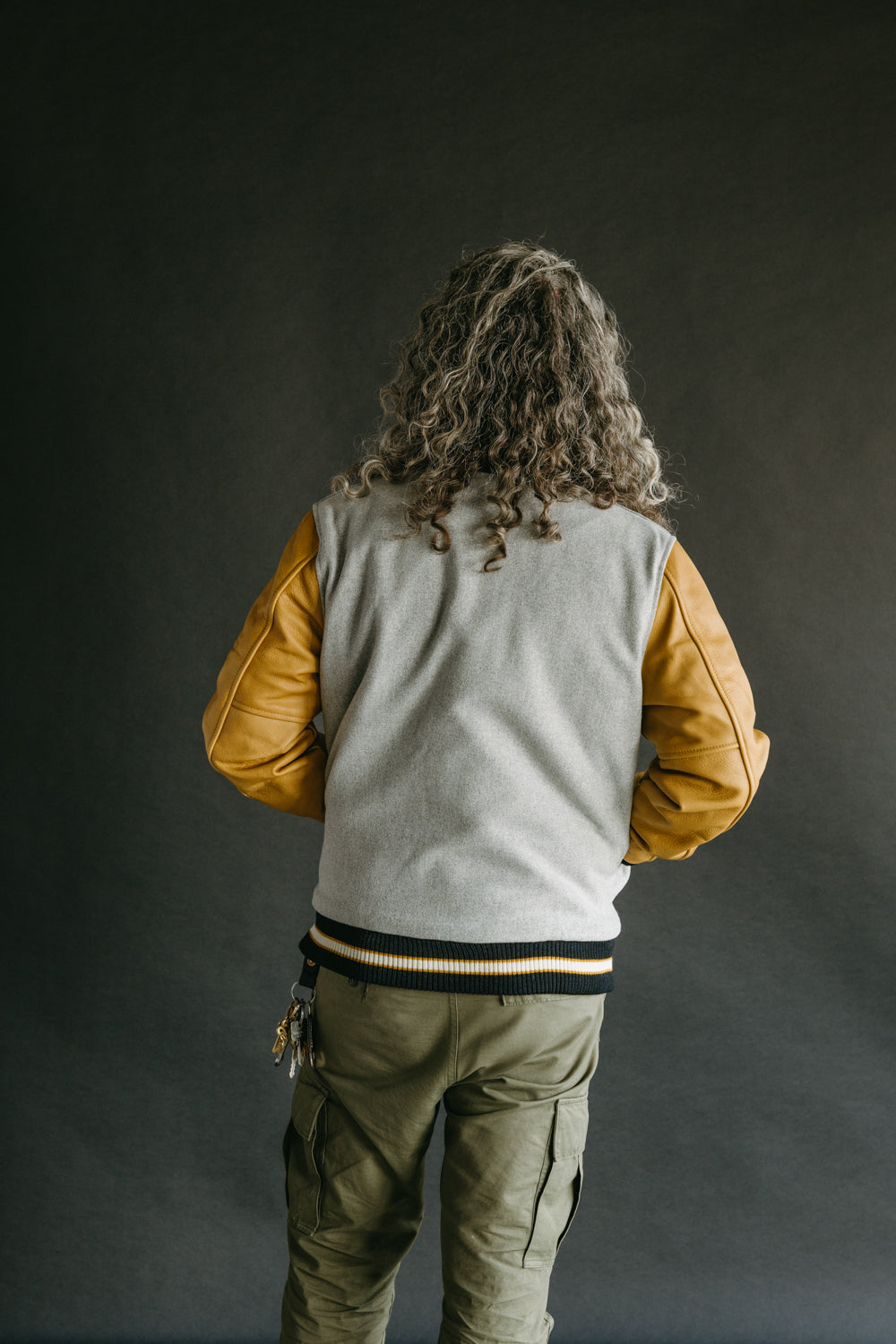 James Dant x Dehen - Varsity Jacket - Oxford Grey, Rust, Black