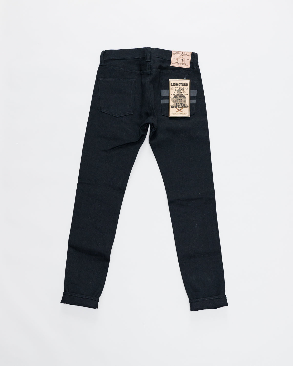 0306-B - 15.7oz - Black Selvedge Custom Black Battle Stripes - Tight Tapered