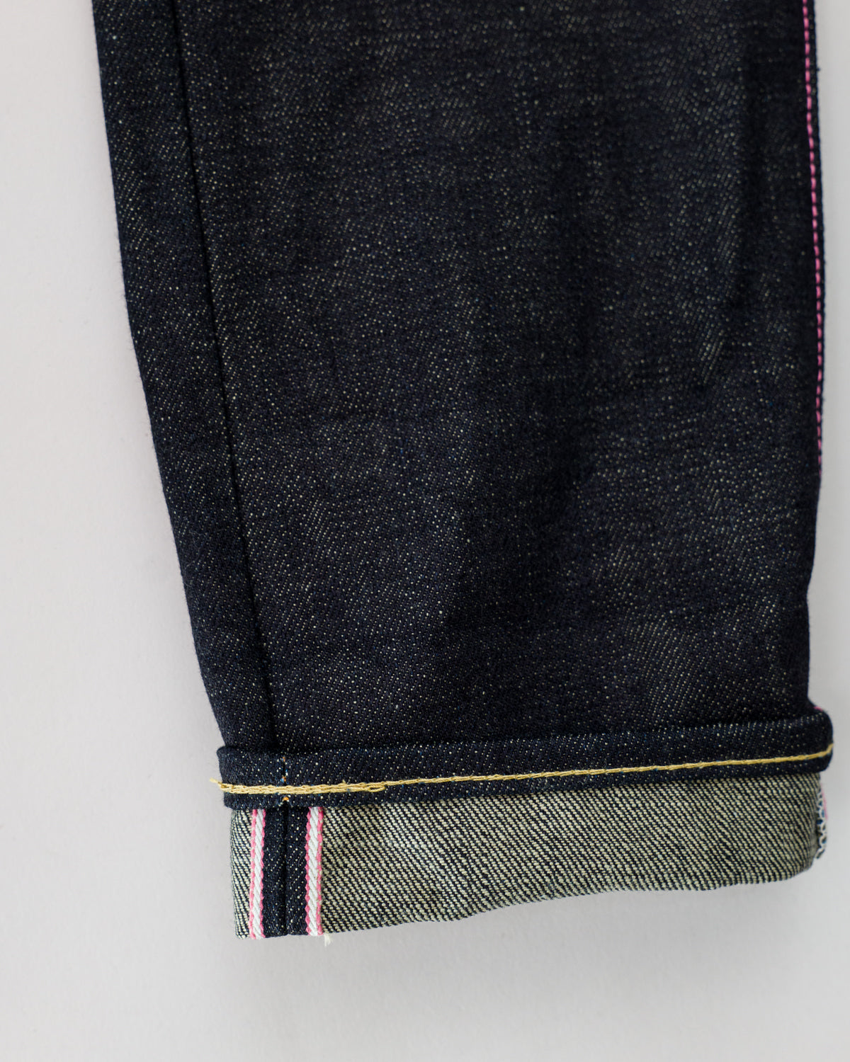 0306-BESP - 18oz Heavy Indigo/Beige Selvedge with Beige Battle Stripes - Tight Taper