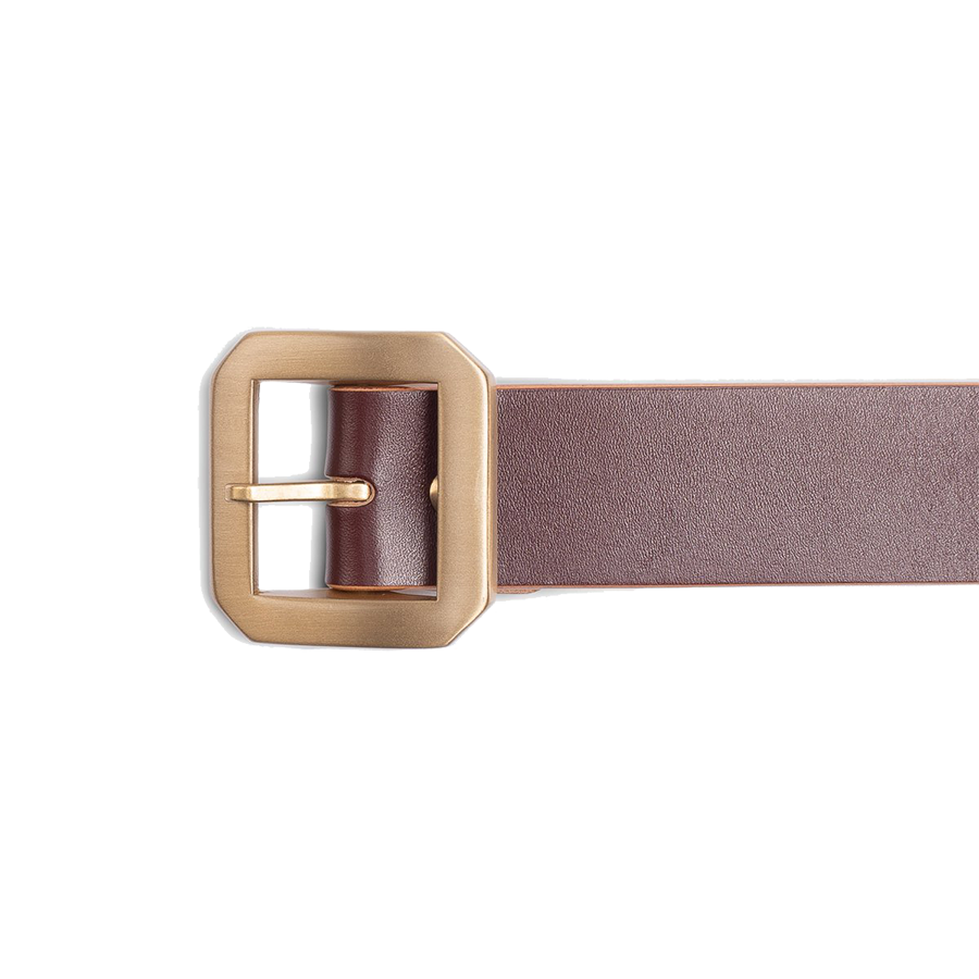 Single Prong Brass Garrison Leather Belt - Hand-Dyed Brown