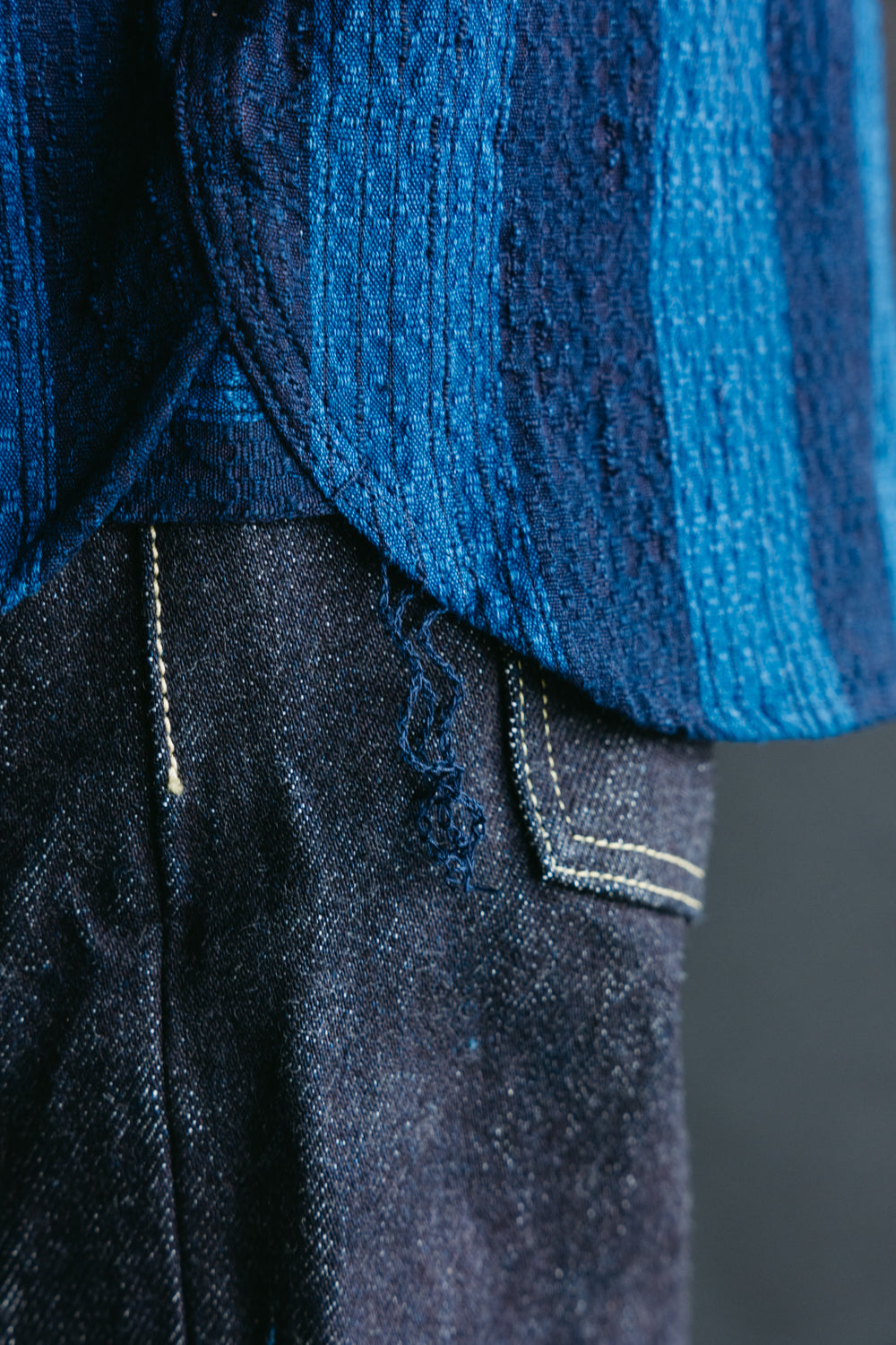 SSS22-KRS-OVS - Natural Indigo Kasuri Shirt - Shima