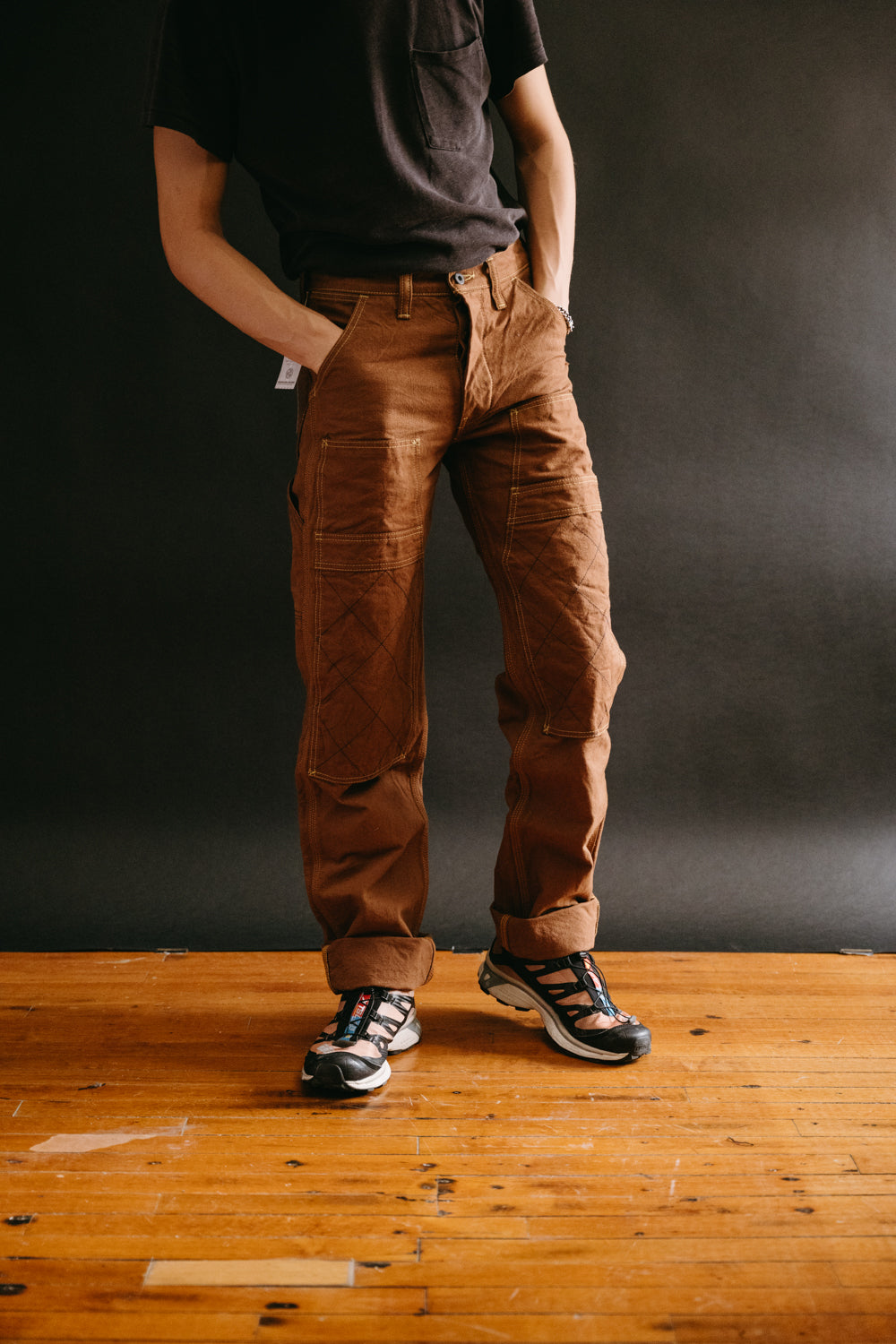 SM410DBN-DUCK - 15oz Sulfur Brown Double Knee Duck Canvas Pants - Straight Fit