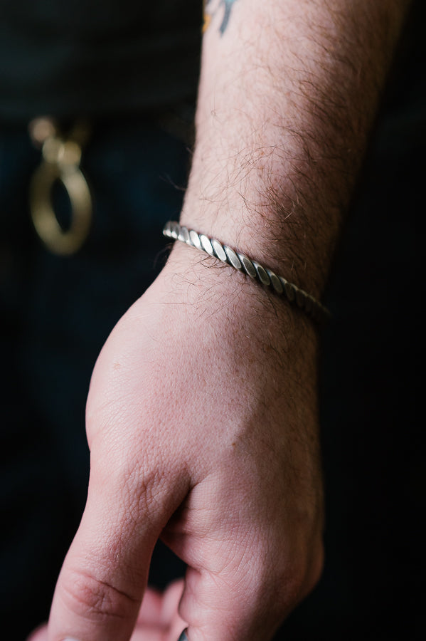 The Plait Cuff - Work Patina - Sterling Silver