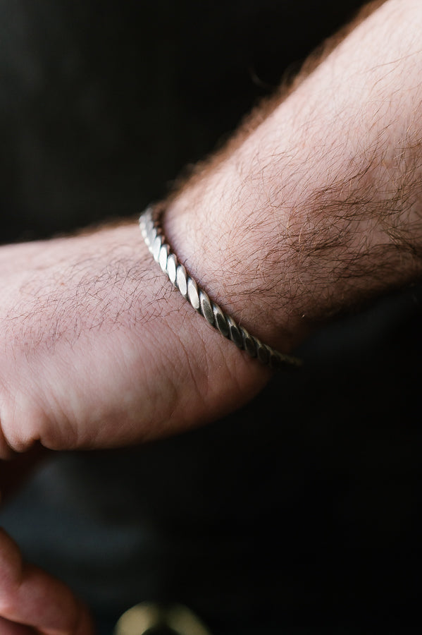 The Plait Cuff - Work Patina - Sterling Silver