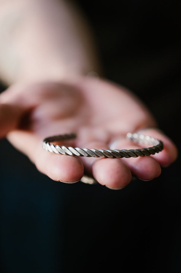 The Plait Cuff - Work Patina - Sterling Silver